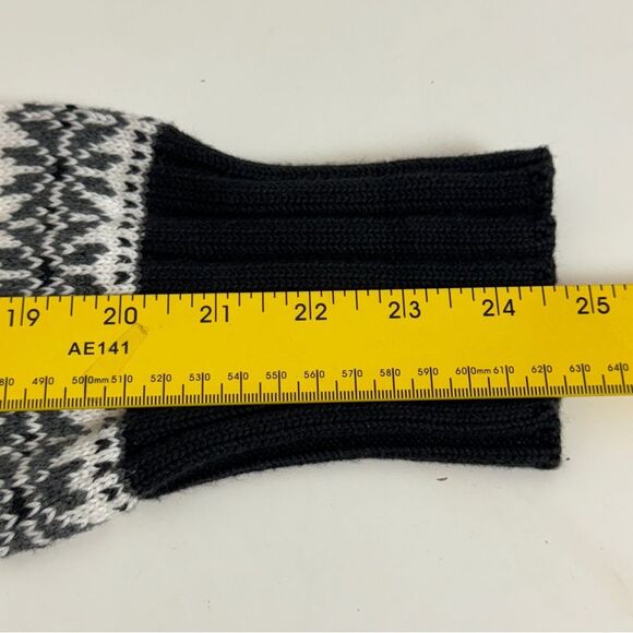 L.L. Bean Black Grey Fair Isle Quarter Zip Pullover Sweater M - Picture 7 of 8